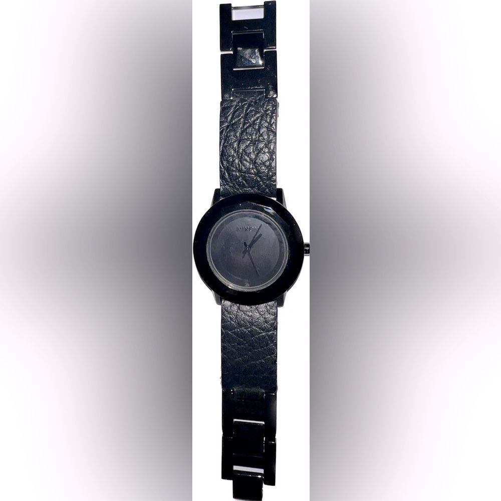 XS Nixon Jet Black Edgy Bobbi Wristwatch Time Piece Leather Adjustable Band